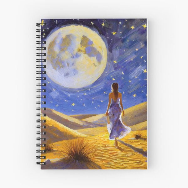 Item preview, A beauty walks in the desert at night with many stars and a big moon designed and sold by fotofeast.