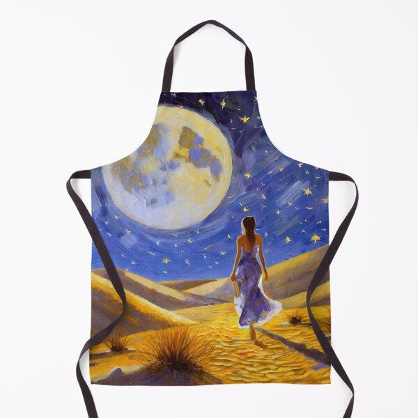 Item preview, A beauty walks in the desert at night with many stars and a big moon designed and sold by fotofeast.