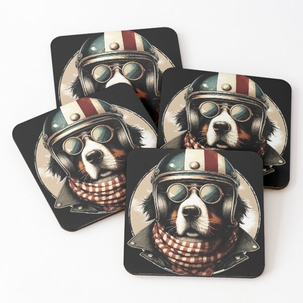 Item preview, Biker Bernese Dog In Cool Helmet Checkered designed and sold by TomFrontierArt.