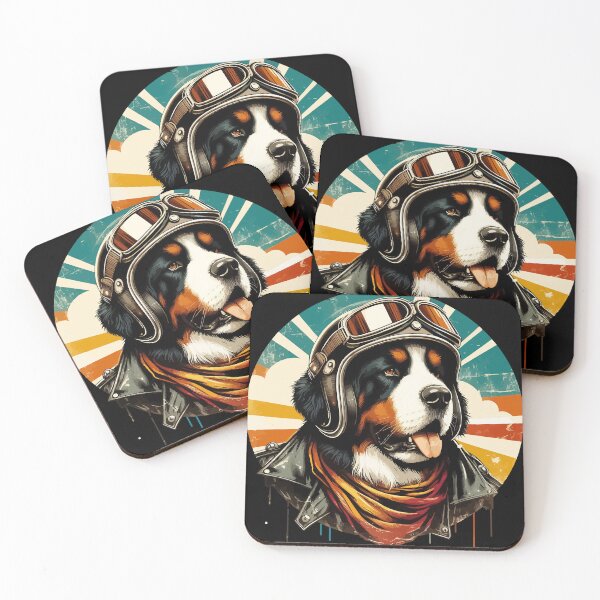 Item preview, Funny Biker Bernese Dog In Cool Helmet Retro designed and sold by TomFrontierArt.