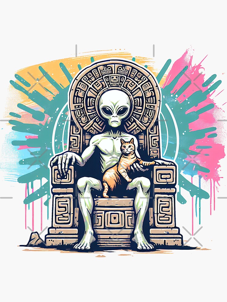 Thumbnail 3 von 3, Sticker, Alien mit Katze designt und verkauft von Kobeko.