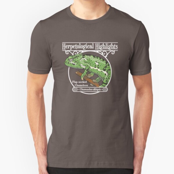 Flap-necked chameleon - Chamaeleo dilepis | White Slim Fit T-Shirt