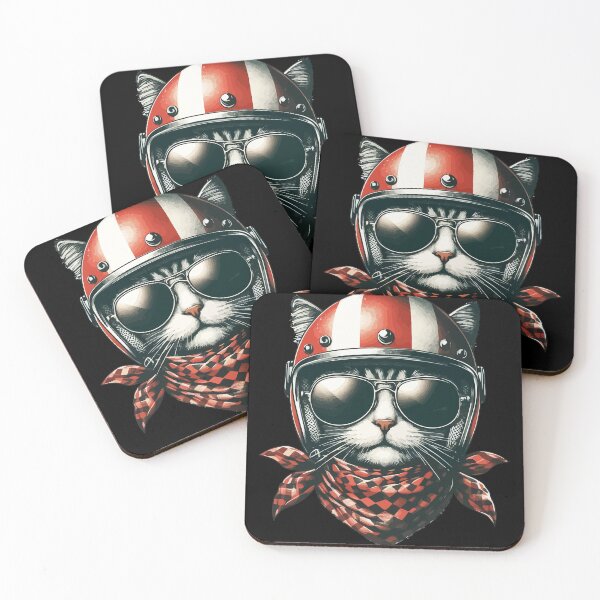 Item preview, Funny Biker Cat In Cool Helmet Retro designed and sold by TomFrontierArt.