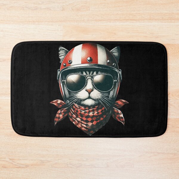 Item preview, Funny Biker Cat In Cool Helmet Retro designed and sold by TomFrontierArt.