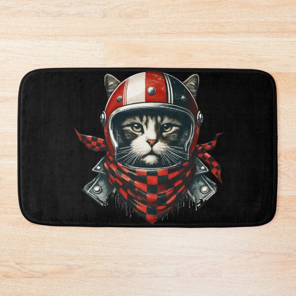 Item preview, Biker Cat In Cool Helmet Retro designed and sold by TomFrontierArt.