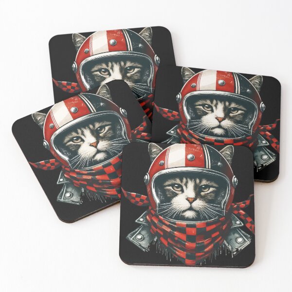 Item preview, Biker Cat In Cool Helmet Retro designed and sold by TomFrontierArt.