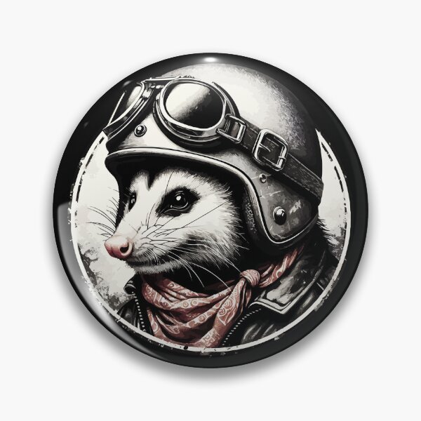 Item preview, Biker Opossum In Cool Helmet Retro designed and sold by TomFrontierArt.