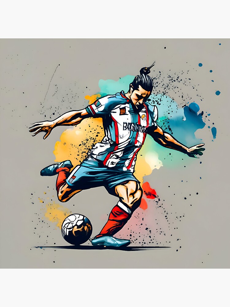 Thumbnail 3 of 3, Pin, Soccer Player Kicking The Ball designed and sold by Patricks-Art.