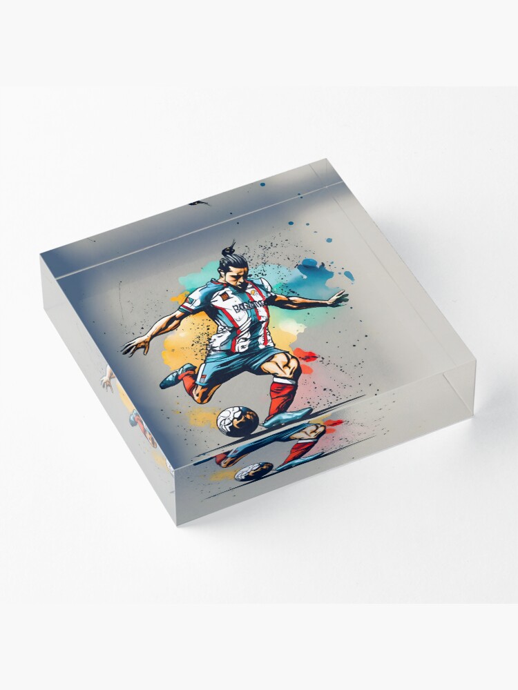 Thumbnail 3 of 5, Acrylic Block, Soccer Player Kicking The Ball designed and sold by Patricks-Art.