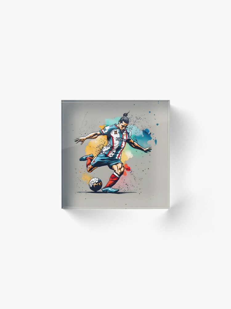 Thumbnail 2 of 5, Acrylic Block, Soccer Player Kicking The Ball designed and sold by Patricks-Art.