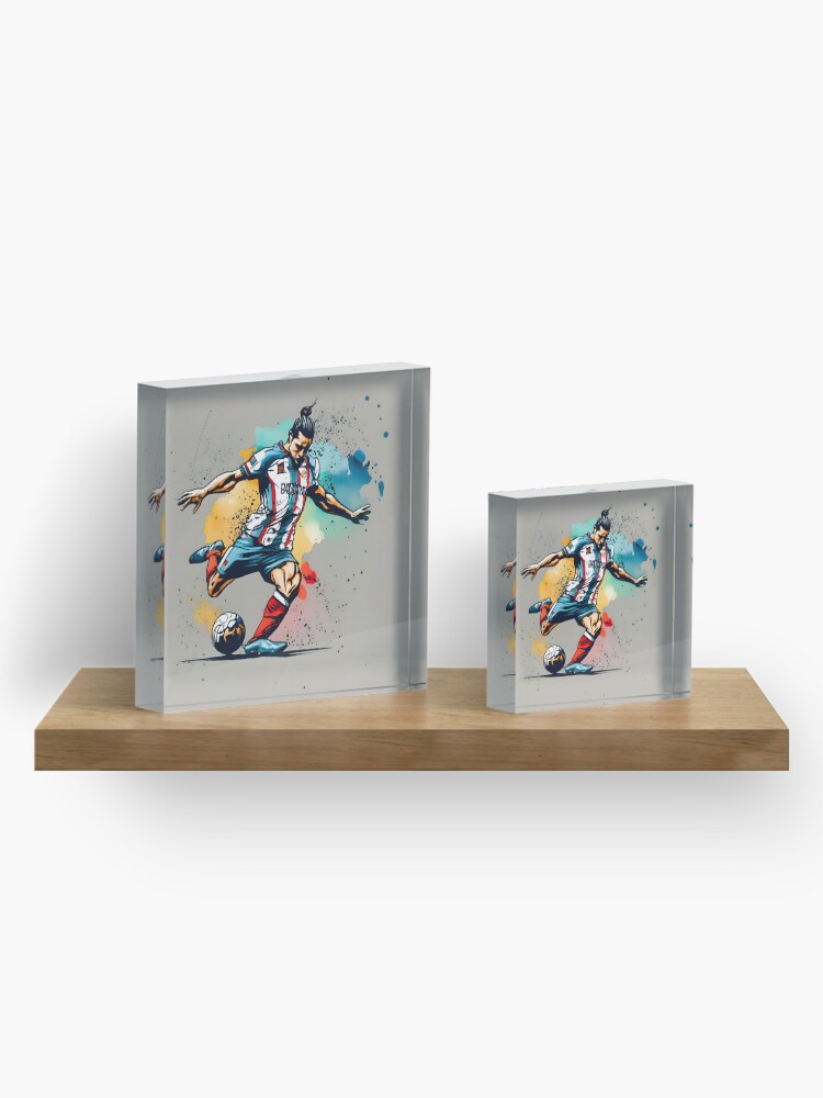 Thumbnail 4 of 5, Acrylic Block, Soccer Player Kicking The Ball designed and sold by Patricks-Art.