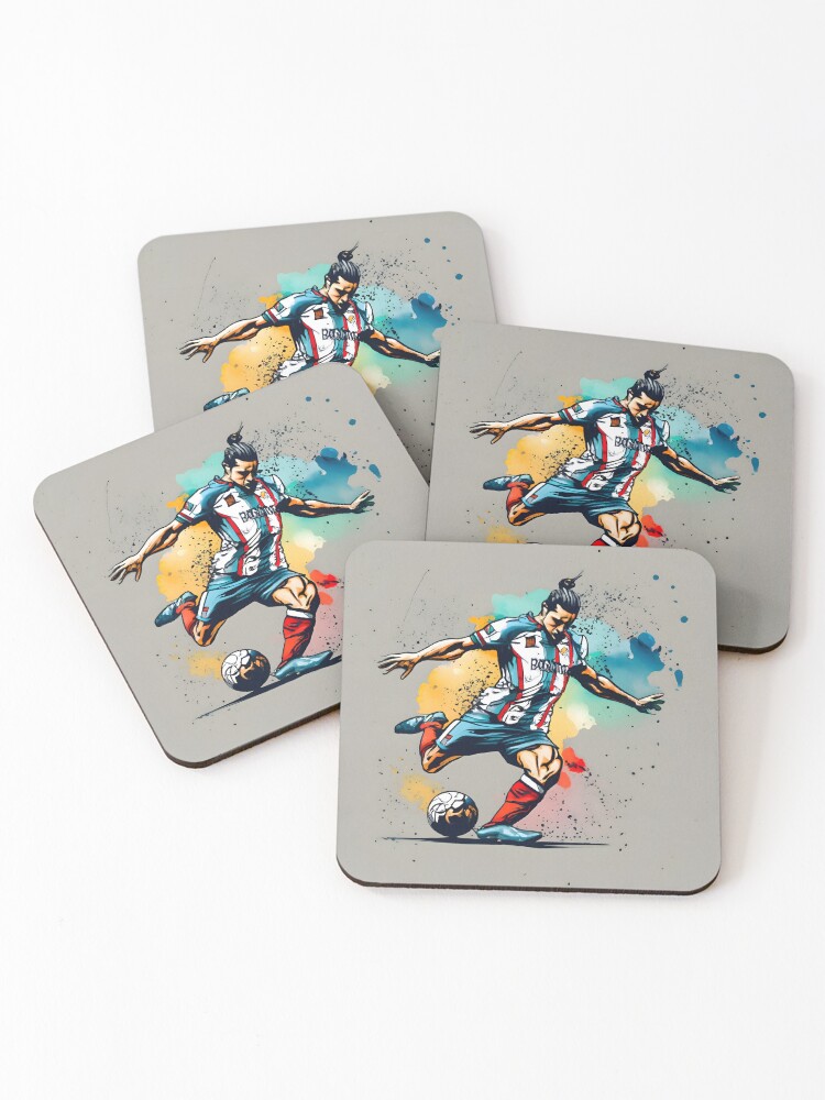 Thumbnail 1 of 5, Coasters (Set of 4), Soccer Player Kicking The Ball designed and sold by Patricks-Art.