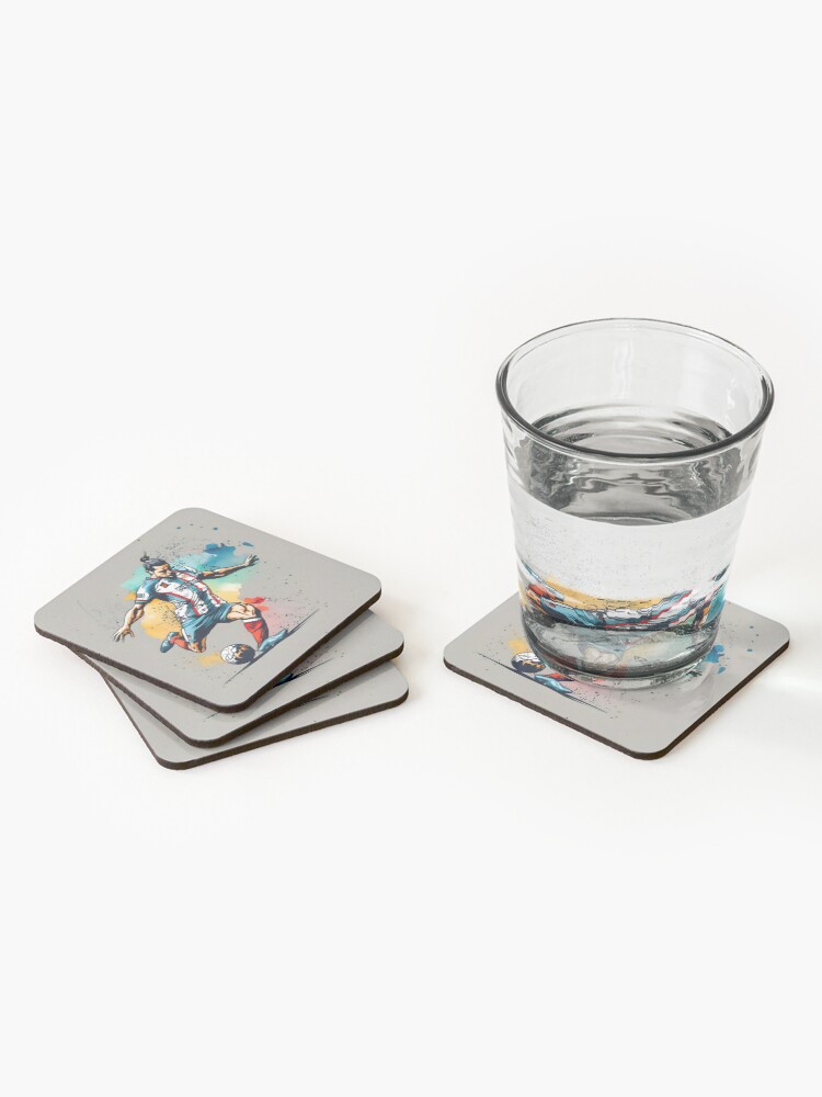 Thumbnail 2 of 5, Coasters (Set of 4), Soccer Player Kicking The Ball designed and sold by Patricks-Art.