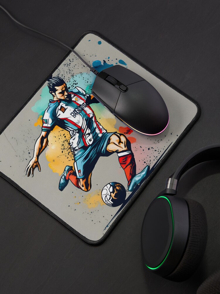 Thumbnail 4 of 5, Mouse Pad, Soccer Player Kicking The Ball designed and sold by Patricks-Art.