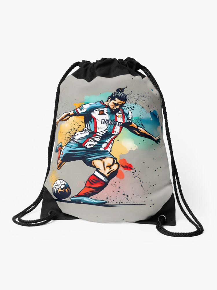 Thumbnail 1 of 3, Drawstring Bag, Soccer Player Kicking The Ball designed and sold by Patricks-Art.
