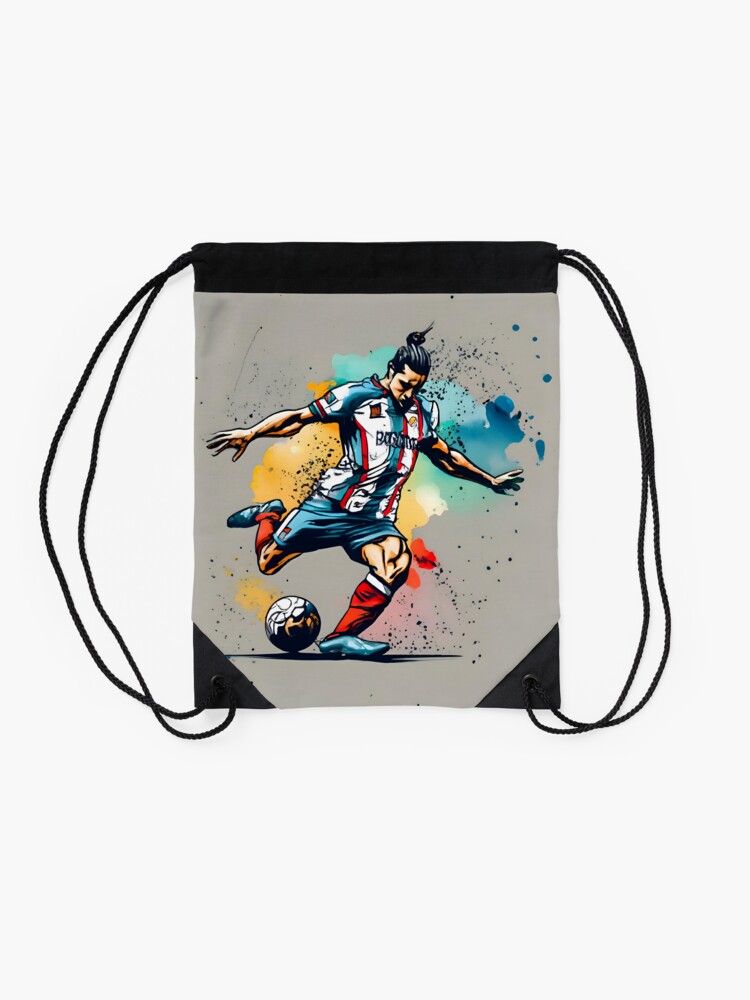 Thumbnail 2 of 3, Drawstring Bag, Soccer Player Kicking The Ball designed and sold by Patricks-Art.