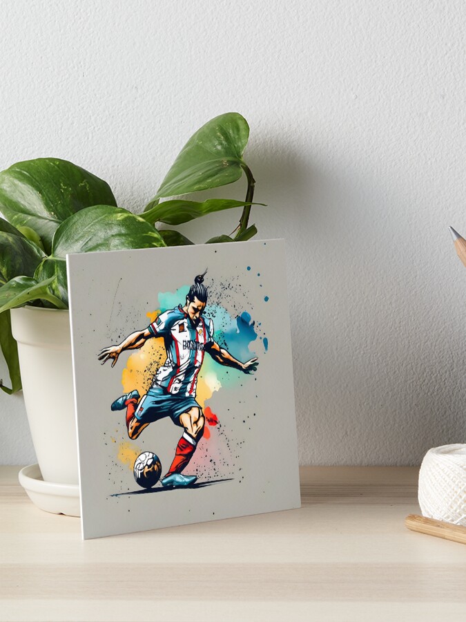 Thumbnail 1 of 2, Art Board Print, Soccer Player Kicking The Ball designed and sold by Patricks-Art.