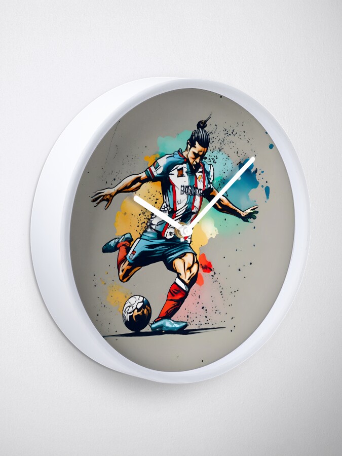 Thumbnail 1 of 4, Clock, Soccer Player Kicking The Ball designed and sold by Patricks-Art.