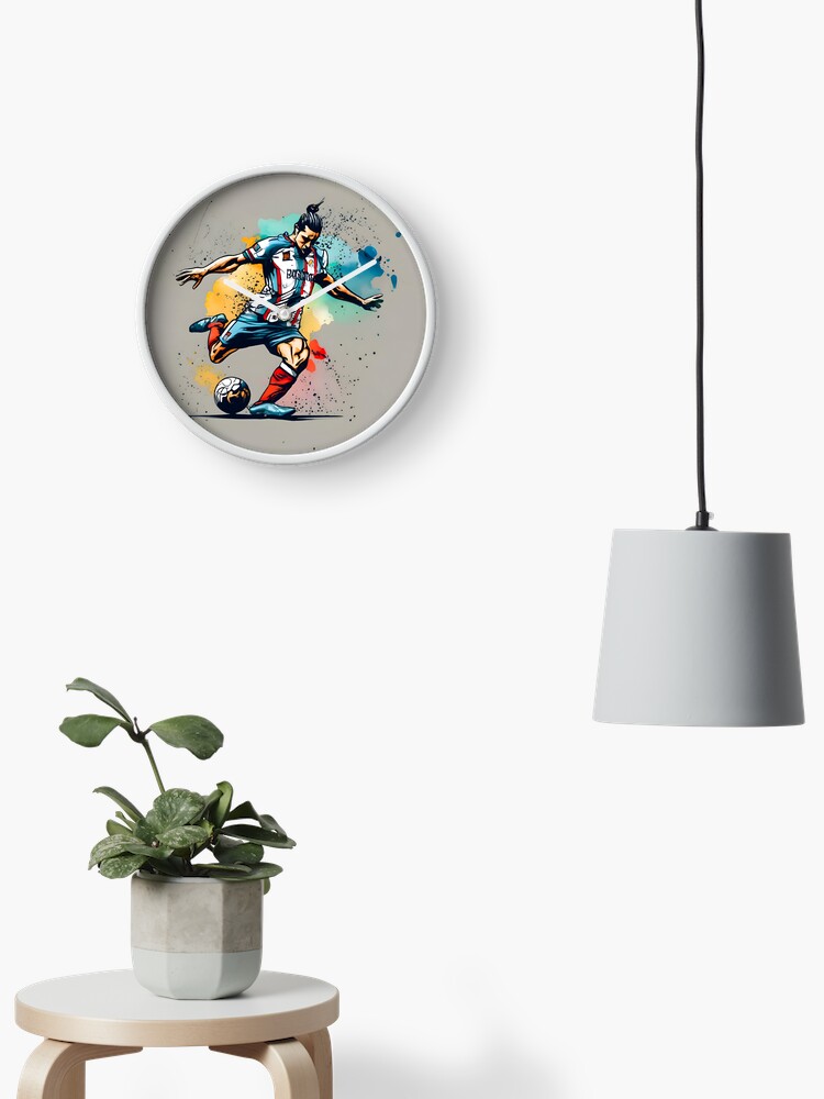 Thumbnail 2 of 4, Clock, Soccer Player Kicking The Ball designed and sold by Patricks-Art.