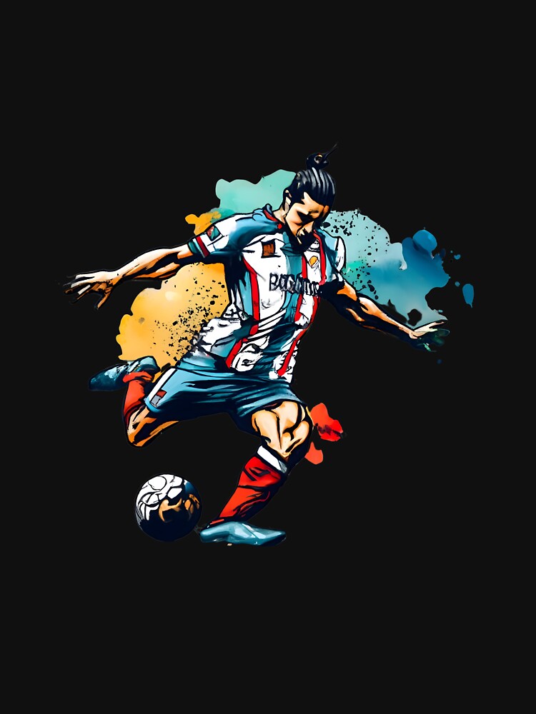 Thumbnail 7 of 7, Active T-Shirt, Soccer Player Kicking The Ball designed and sold by Patricks-Art.