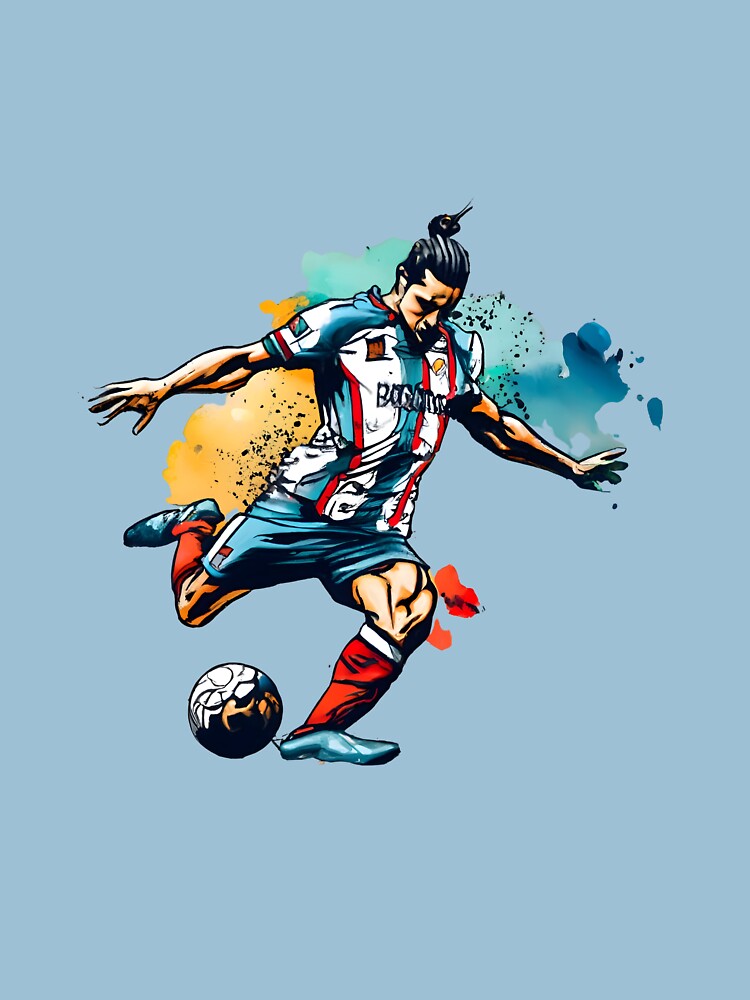 Thumbnail 3 of 3, Fitted T-Shirt, Soccer Player Kicking The Ball designed and sold by Patricks-Art.