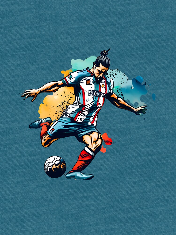 Thumbnail 7 of 7, Tri-blend T-Shirt, Soccer Player Kicking The Ball designed and sold by Patricks-Art.