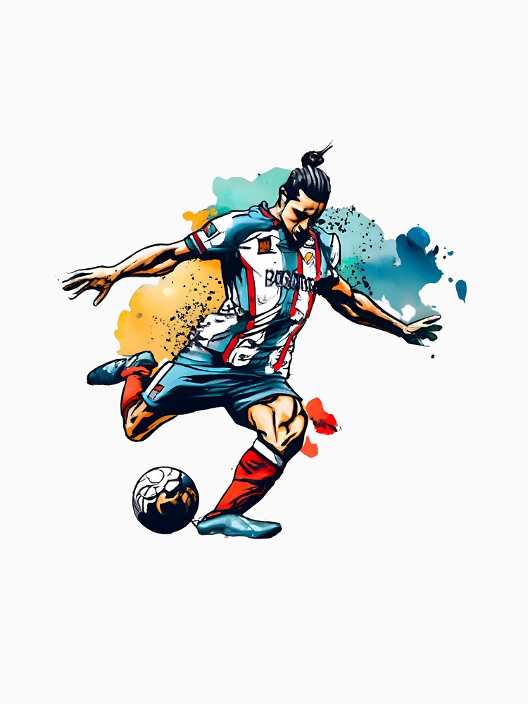 Thumbnail 3 of 3, Baseball ¾ Sleeve T-Shirt, Soccer Player Kicking The Ball designed and sold by Patricks-Art.