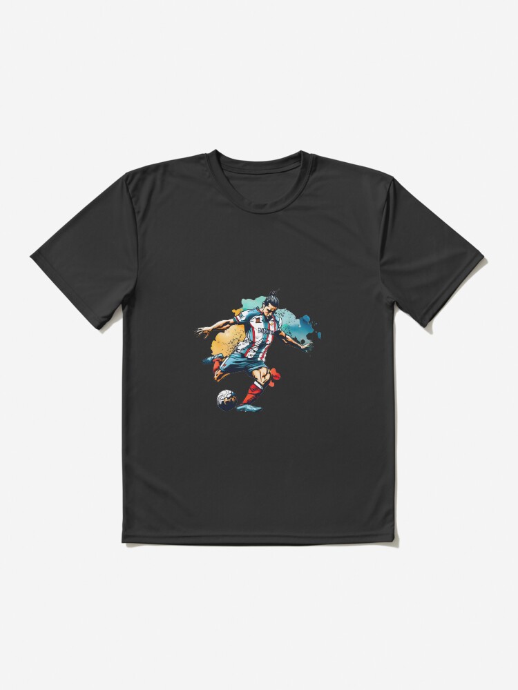 Thumbnail 2 of 7, Active T-Shirt, Soccer Player Kicking The Ball designed and sold by Patricks-Art.