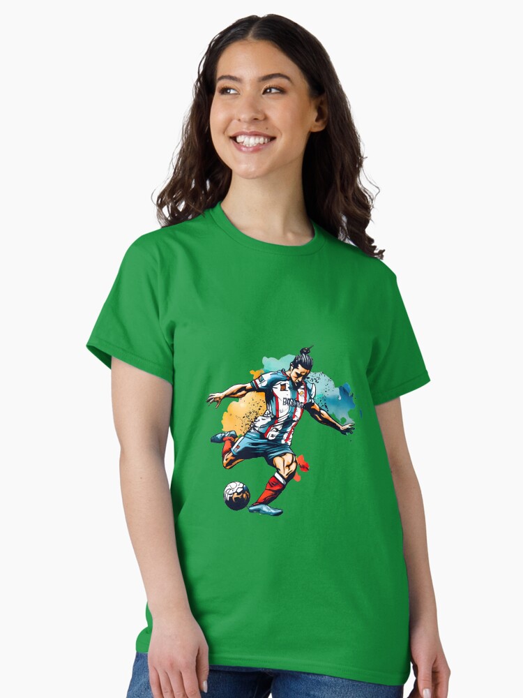 Thumbnail 2 of 7, Classic T-Shirt, Soccer Player Kicking The Ball designed and sold by Patricks-Art.