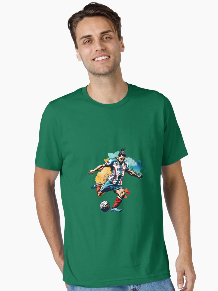 Thumbnail 1 of 7, Essential T-Shirt, Soccer Player Kicking The Ball designed and sold by Patricks-Art.