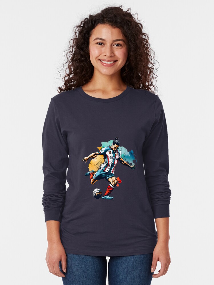 Thumbnail 2 of 5, Long Sleeve T-Shirt, Soccer Player Kicking The Ball designed and sold by Patricks-Art.