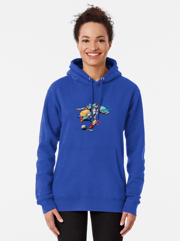 Thumbnail 2 of 5, Pullover Hoodie, Soccer Player Kicking The Ball designed and sold by Patricks-Art.