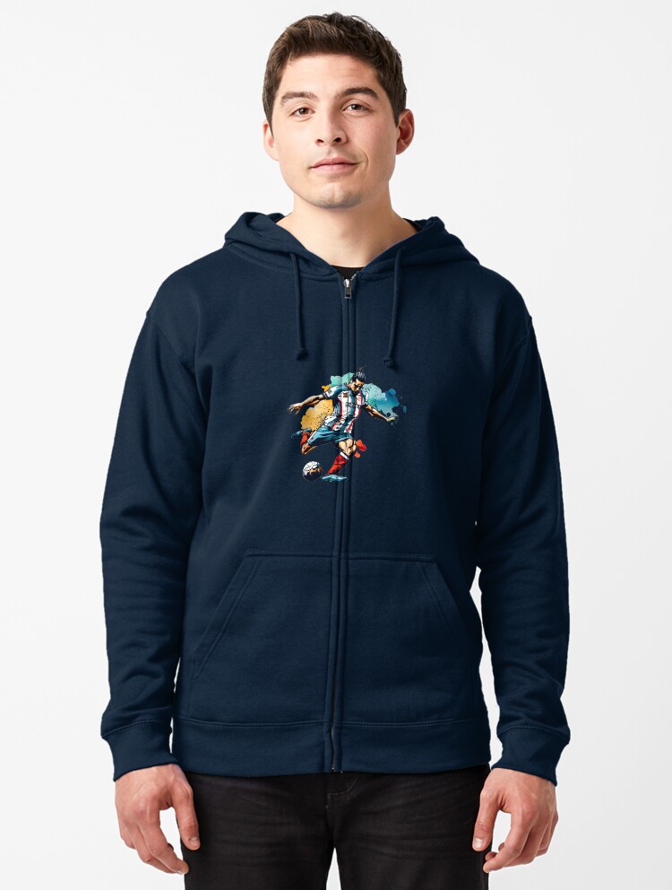 Thumbnail 1 of 5, Zipped Hoodie, Soccer Player Kicking The Ball designed and sold by Patricks-Art.