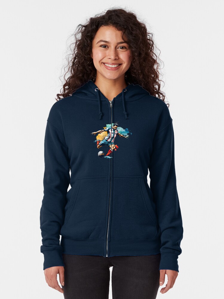 Thumbnail 2 of 5, Zipped Hoodie, Soccer Player Kicking The Ball designed and sold by Patricks-Art.