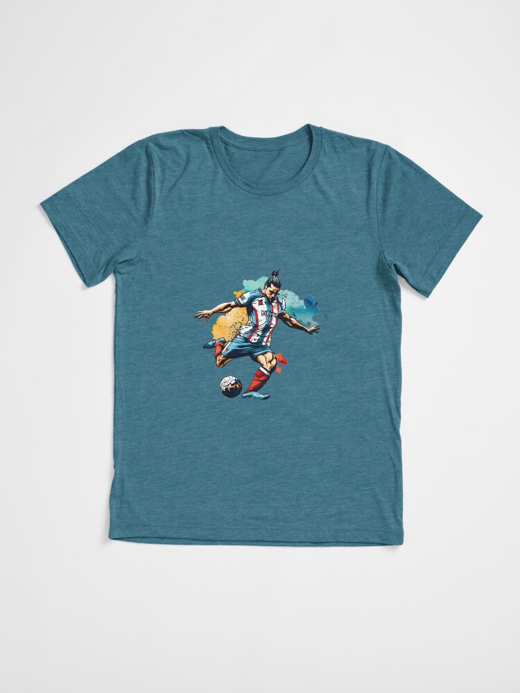 Thumbnail 3 of 7, Tri-blend T-Shirt, Soccer Player Kicking The Ball designed and sold by Patricks-Art.