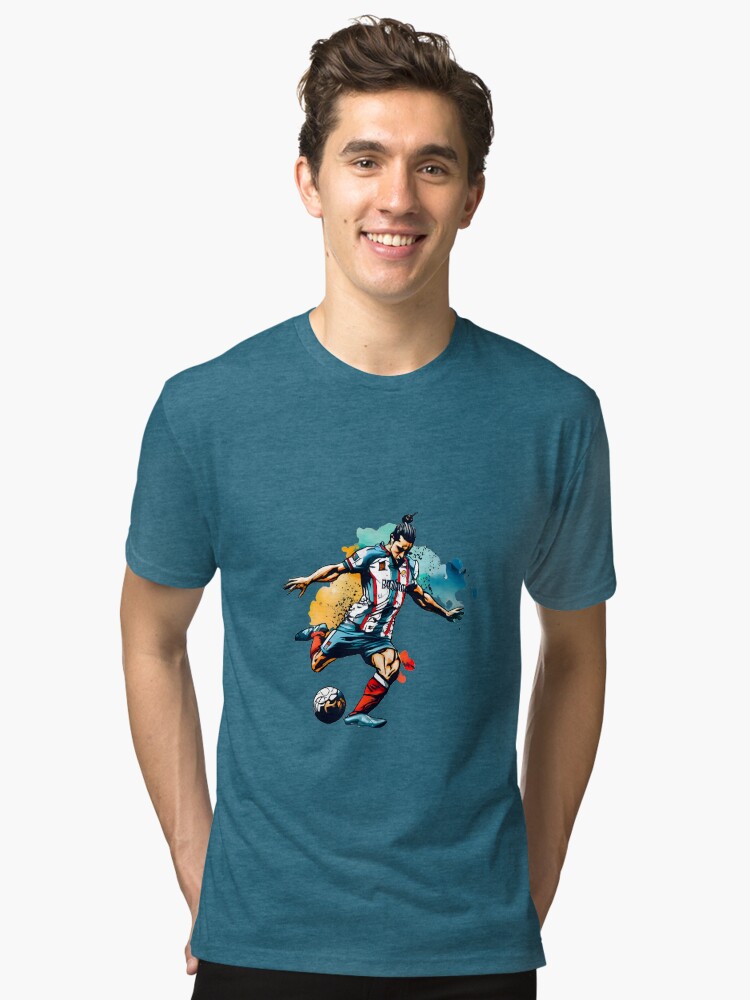 Thumbnail 1 of 7, Tri-blend T-Shirt, Soccer Player Kicking The Ball designed and sold by Patricks-Art.