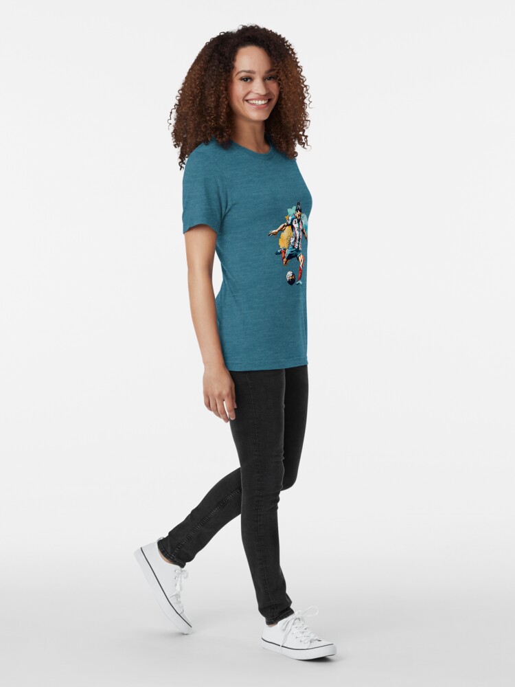 Thumbnail 4 of 7, Tri-blend T-Shirt, Soccer Player Kicking The Ball designed and sold by Patricks-Art.