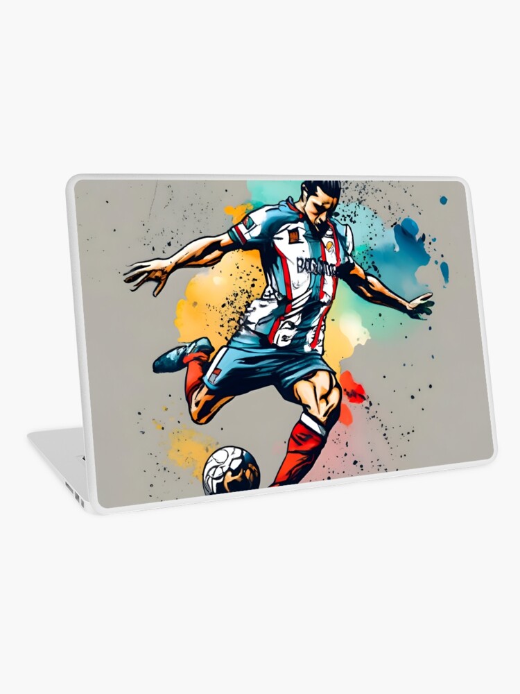 Thumbnail 1 of 2, Laptop Skin, Soccer Player Kicking The Ball designed and sold by Patricks-Art.