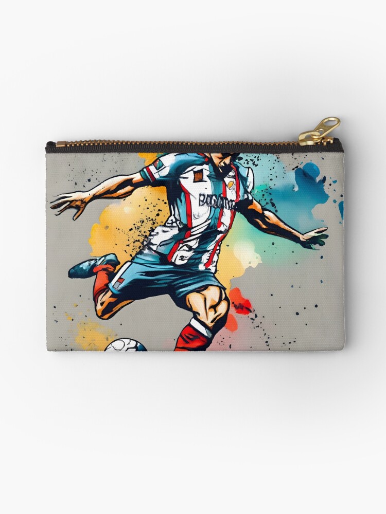 Thumbnail 1 of 4, Zipper Pouch, Soccer Player Kicking The Ball designed and sold by Patricks-Art.