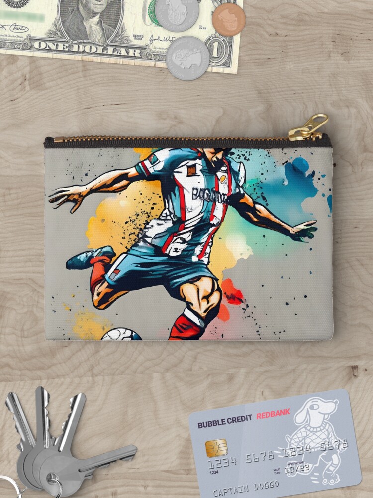 Thumbnail 3 of 4, Zipper Pouch, Soccer Player Kicking The Ball designed and sold by Patricks-Art.