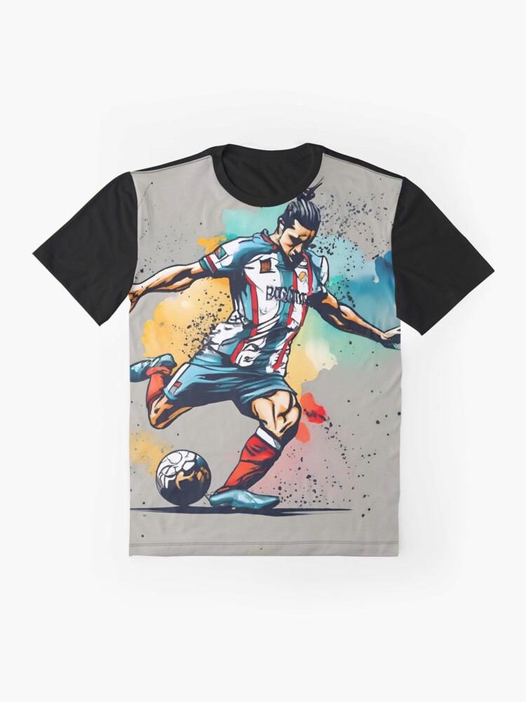 Thumbnail 4 of 5, Graphic T-Shirt, Soccer Player Kicking The Ball designed and sold by Patricks-Art.