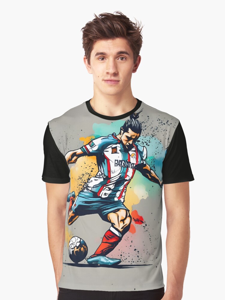 Thumbnail 1 of 5, Graphic T-Shirt, Soccer Player Kicking The Ball designed and sold by Patricks-Art.