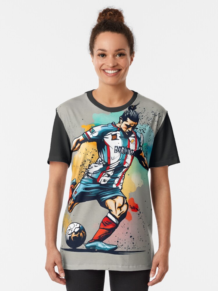 Thumbnail 2 of 5, Graphic T-Shirt, Soccer Player Kicking The Ball designed and sold by Patricks-Art.