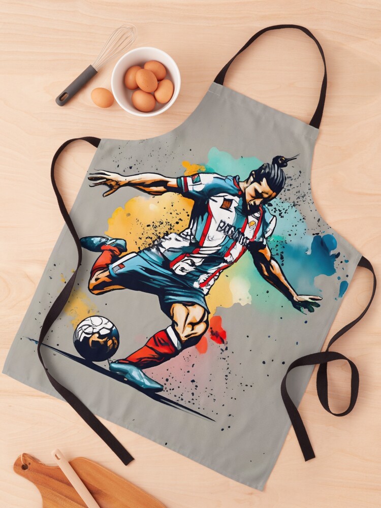 Thumbnail 1 of 6, Apron, Soccer Player Kicking The Ball designed and sold by Patricks-Art.