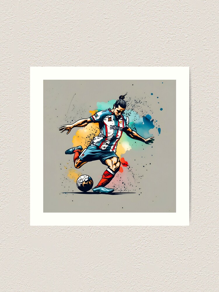 Thumbnail 1 of 3, Art Print, Soccer Player Kicking The Ball designed and sold by Patricks-Art.