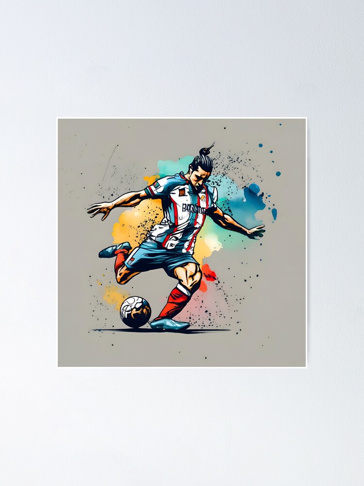 Thumbnail 1 of 3, Poster, Soccer Player Kicking The Ball designed and sold by Patricks-Art.
