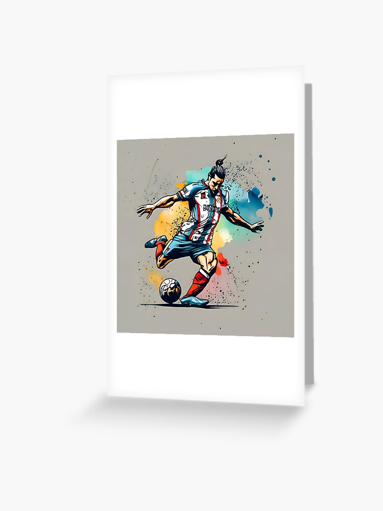 Thumbnail 1 of 2, Greeting Card, Soccer Player Kicking The Ball designed and sold by Patricks-Art.