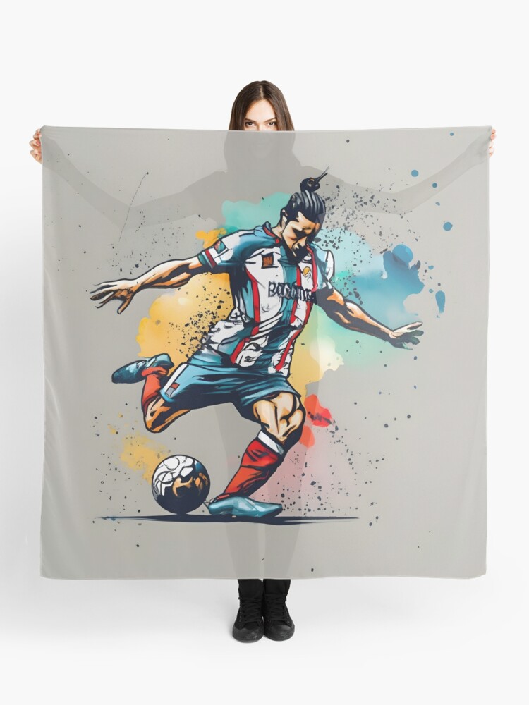 Thumbnail 1 of 3, Scarf, Soccer Player Kicking The Ball designed and sold by Patricks-Art.