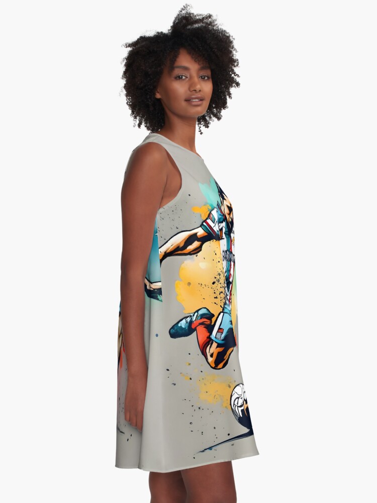 Thumbnail 2 of 4, A-Line Dress, Soccer Player Kicking The Ball designed and sold by Patricks-Art.