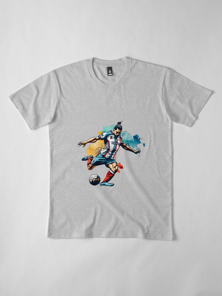 Thumbnail 4 of 6, Premium T-Shirt, Soccer Player Kicking The Ball designed and sold by Patricks-Art.